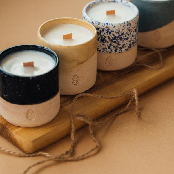 Artisan Ceramic Candle Set – 4 pcs